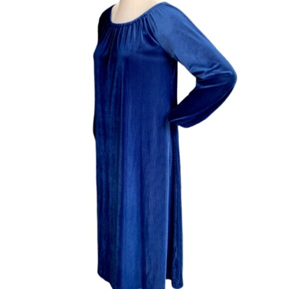 LuLaRoe Elegant Eve Ribbed Long Sleeve Dress Modest Party Sz S Blue #66K - Picture 4 of 9